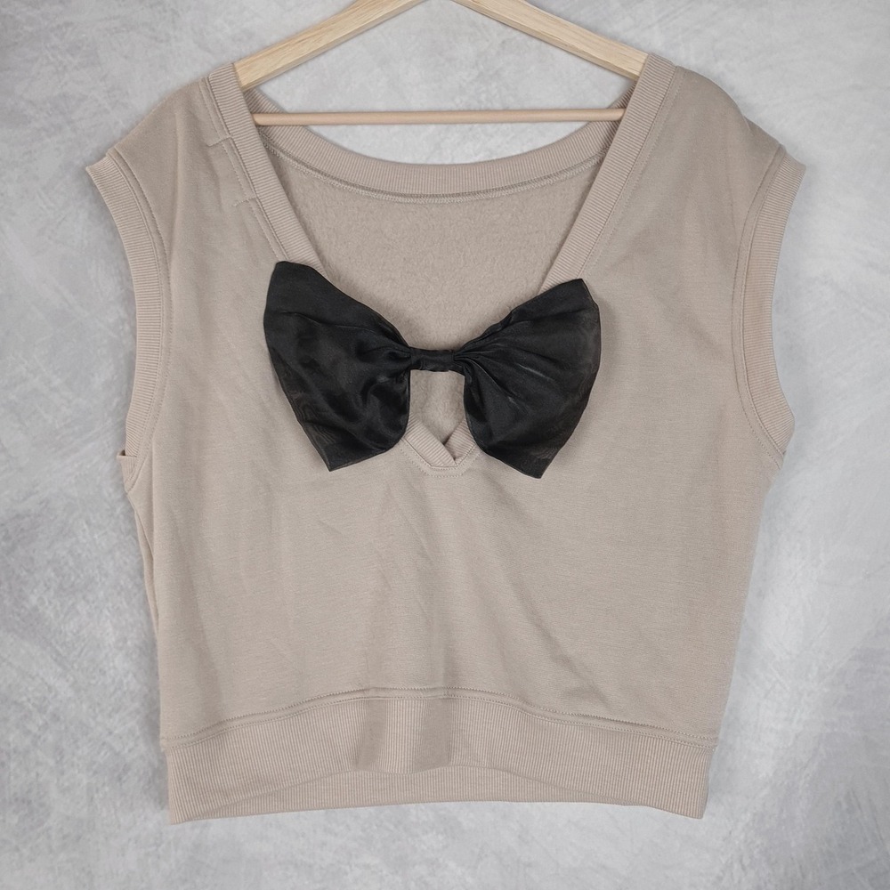 Maeve By Anthropologie Sweater Vest Womens XS Beige Bow Back Knit Sleeveless